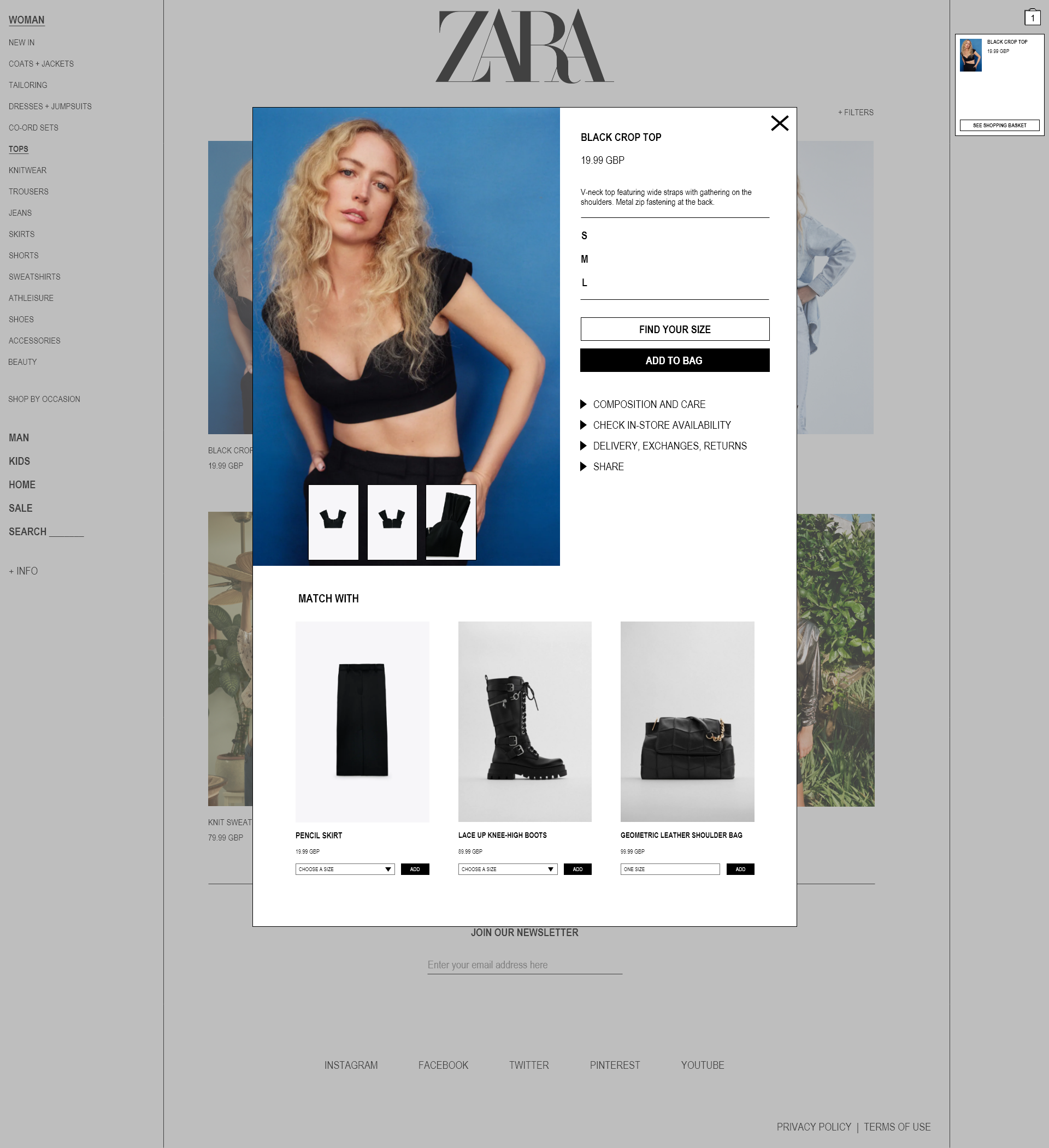 Zara Modal Added To Basket