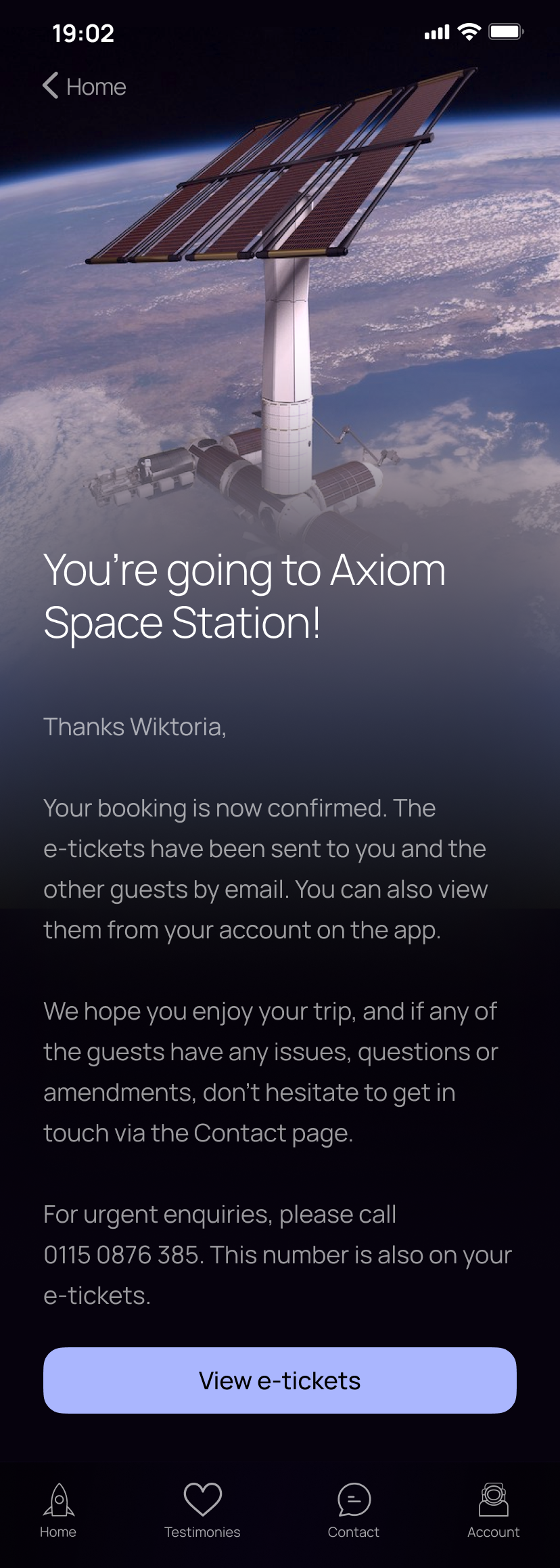 InterGalactic Booking Confirmation